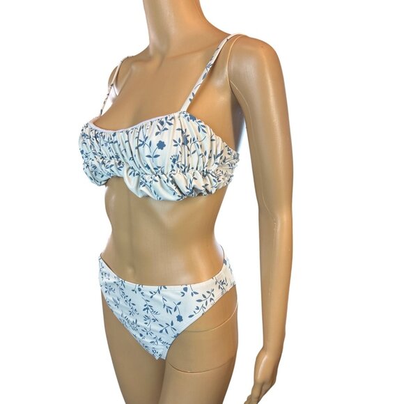 Womens Bikini Top & Bottom Small Antique Floral Print Coquette cottagecore‎ - Picture 1 of 8